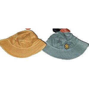 2 Bucket Hat Wonder Nation Kids Corduroy Sage Mustard Smiley Face new with tags
